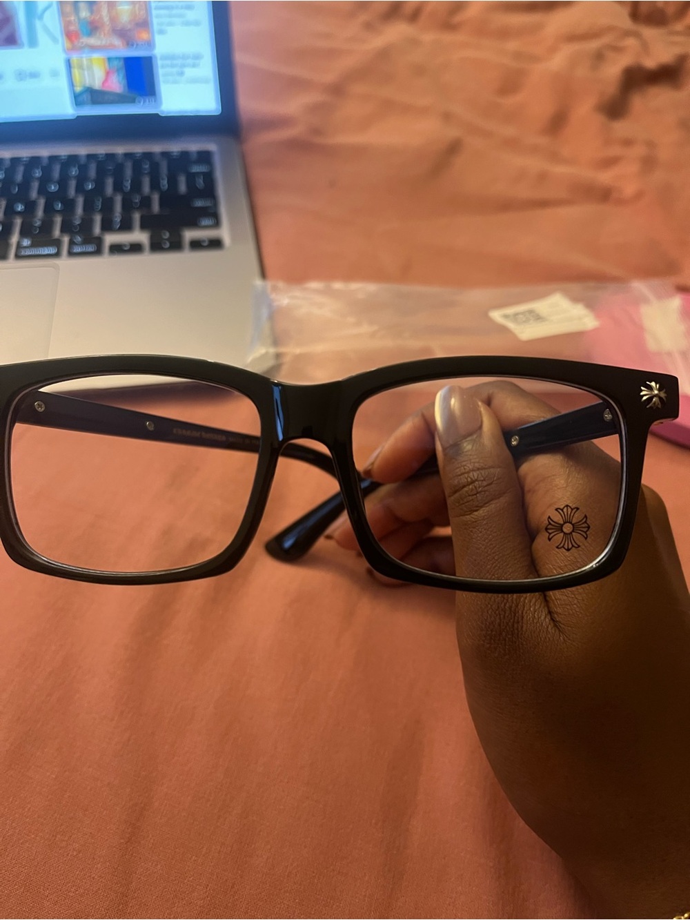 Chrome Hearts Black Square Acetate unisex Glasses